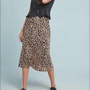 Anthropologie Leopard Midi Skirt